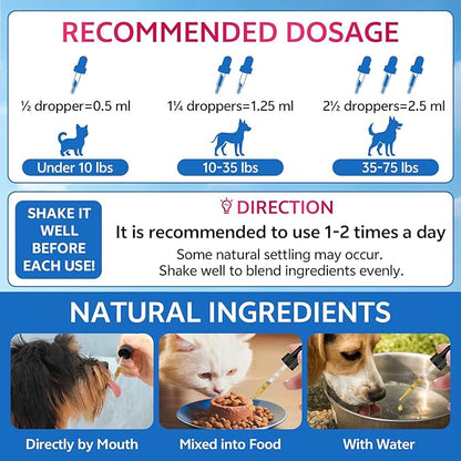 WEALLIN Cat & Dog Natural Urinary Tract Infection Treatment with Cranberry, Kidney, and Bladder Support Supplement, Support for Urinary Comfort & Bladder Flow – Pet Renal Care Support Drops