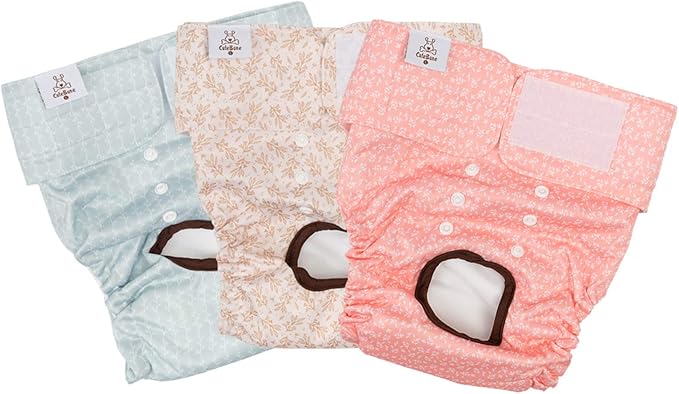 CuteBone Dog Diapers Female Washable Small Medium Large 3 Pack Reusable Doggie Diapers Puppy Period Pants for Doggy Heat Cycle Peeing