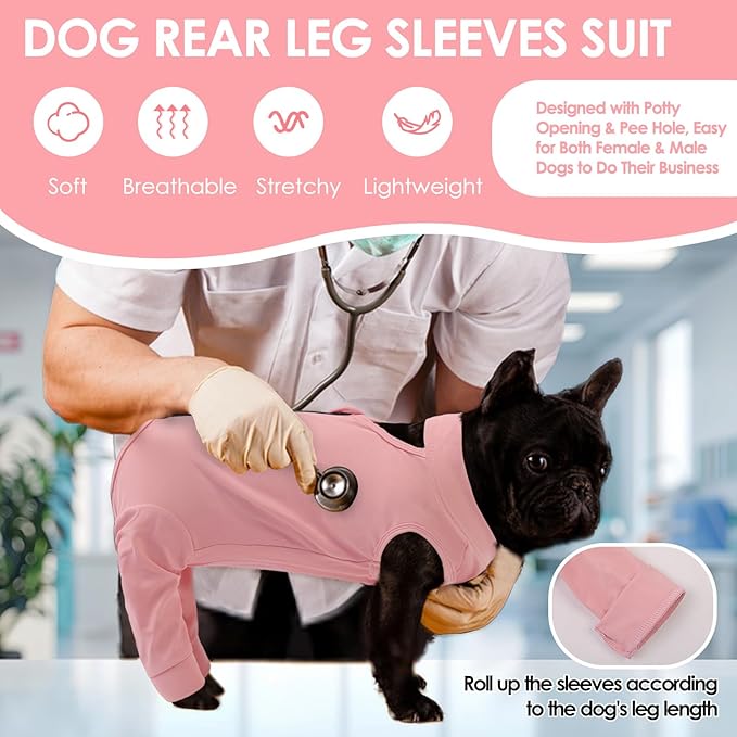 KOESON Dog Recovery Suit Hind Leg, Recovery Sleeve for Female Male Dogs, Doggie Leg Sleeve to Stop Licking, Pet Rear Leg Wound Cover, Dog Spay Onesie for Wound Heal Care
