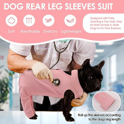 KOESON Dog Recovery Suit Hind Leg, Recovery Sleeve for Female Male Dogs, Doggie Leg Sleeve to Stop Licking, Pet Rear Leg Wound Cover, Dog Spay Onesie for Wound Heal Care