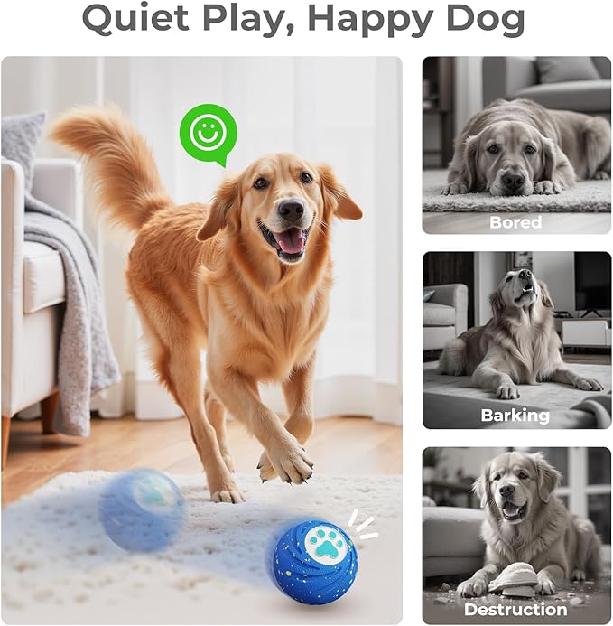 Lovkid Smart Interactive Dog Toys – Vibrating & Rolling Chew-Resistant E-TPU Dog Ball for Aggressive Chewers, USB-C Rechargeable and Waterproof, Keep Dogs Busy and Entertained