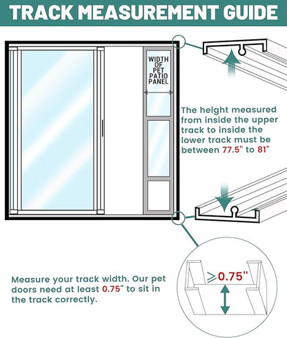 Large Dog Door for Sliding Glass Door - Right Open Amount from Inside - Overall Size: 81 3/4 Inch x 16 1/8 inch, Flap Size: 11.5"(W) x 16.5"(H)