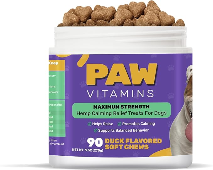 Natural Calming Dog Chews (Made in the USA) - with Hemp Oil, Chamomile, Tryptophan, Melatonin & Valerian Root - 90 Count - No THC
