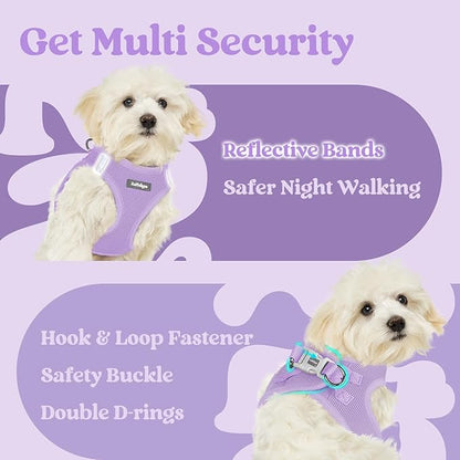rabbitgoo Small Dog Harness, Step-in Soft Mesh Puppy Vest with Safety Buckle, Breathable Reflective Pet Harness for Extra Small Dogs, Light Purple XXXS