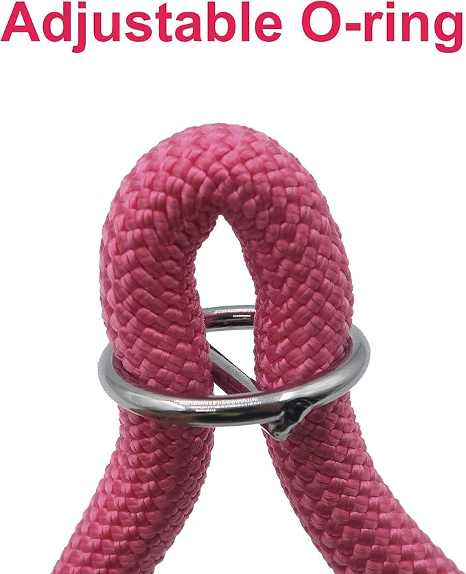 Braided Round Martingale Dog Collar, Training Collar with Slidable Stop Ring - Ideal for Medium/Large Dogs (M+(1/2") - 18" Long, Pink)