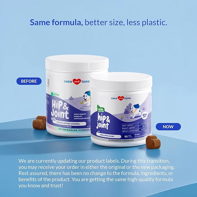 Hip and Joint Supplement for Dogs - with Collagen, Glucosamine for Dogs - Fish Oil - Green Lipped Mussel - Hip & Joint Support, Ease Inflammation, Antioxidant.