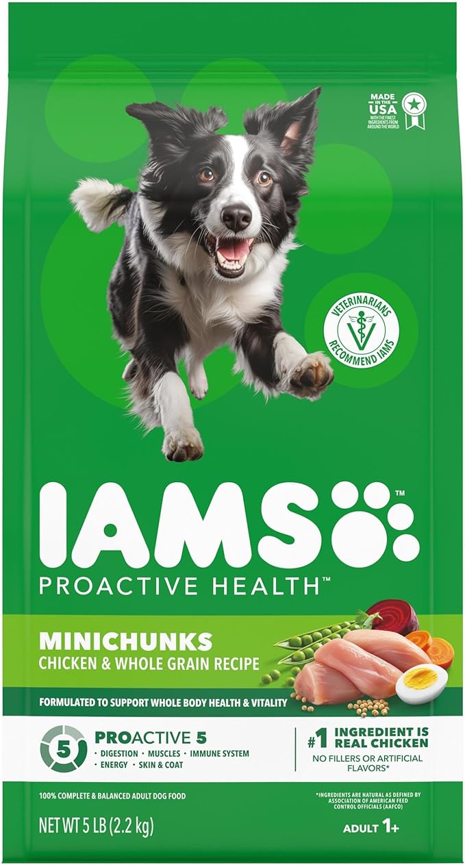 IAMS Proactive Health Adult Minichunks Dry Dog Food Chicken & Whole Grain Recipe, 5 lb. Bag