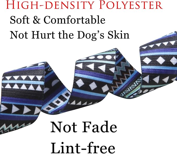 Mihqy Dog Collar with Bohemia Floral Tribal Geometric Patterns - Soft Ethnic Style Collar Adjustable for Small Medium Large Dogs (Bohemian Blue,XS)