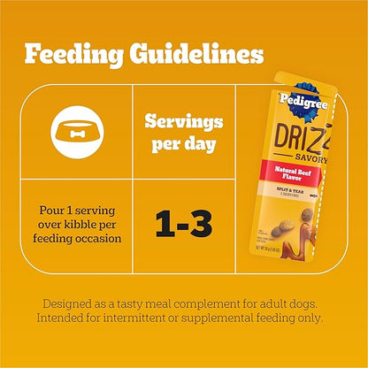 Pedigree Drizzlers for Dogs, Wet Dog Food Gravy Savory Sauce Multipack, 60g Dual-Serving Pouch, 16 Count, Pack of 2 (32 Pouches, 64 Servings Total)