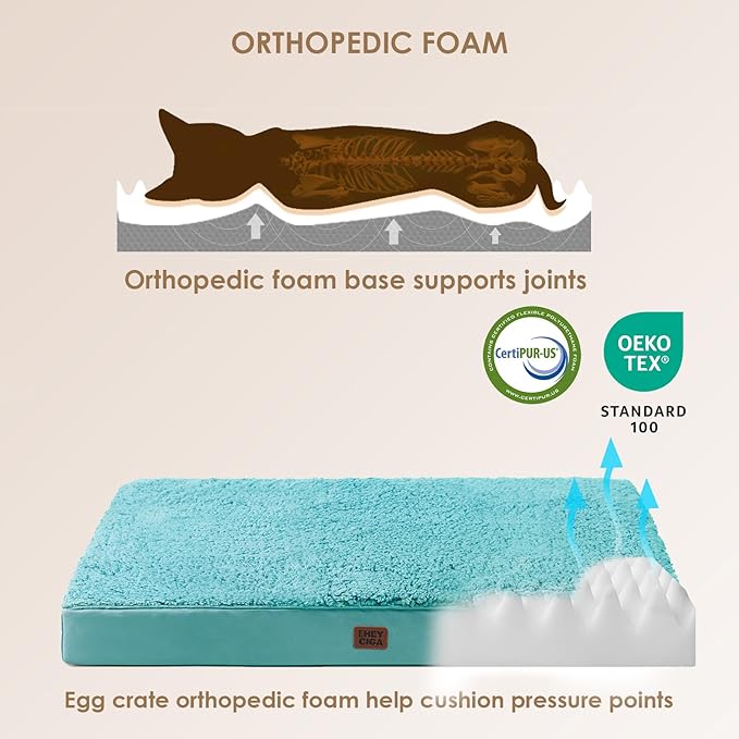 EHEYCIGA Orthopedic XXL Dog Beds for Jumbo Dogs with Removable Washable Cover, Turquoise Blue, 50x36