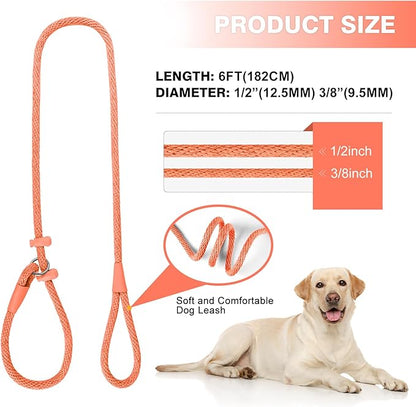 Lynxking Dog Leash Slip Lead Reflective Breathable Rope Comfortable Strong No Pull Slip On Pet Training Lead for Dogs (Pack of 2)