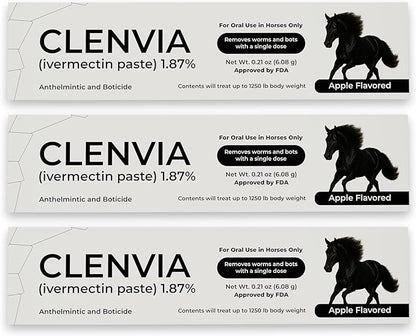 Horse Paste 1.87% – Apple Flavored Wormer – 6.08g Tube – Treats Up to 1250 lb