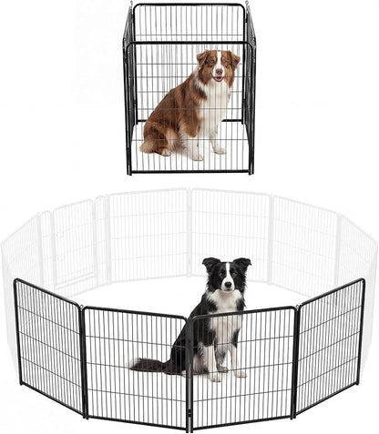 NEWBULIG Dog Playpen for Indoor 32 Inch 4 Panels - Portable Heavy Duty Metal Pet Exercise Pen, Foldable Small Medium Dog Puppy Playpen Fence for Outdoor RV, Camping, Yard, Garden
