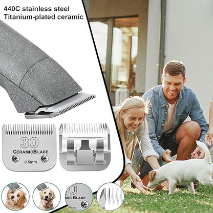 #30 Blade Dog Grooming Clipper Replacement Blades Compatible with Andis/Wahl/Oster Dog Clippers,Detachable Ceramic Blade & Stainless Steel Blade,Size-30, 1/50-Inch Cut Length (64260)