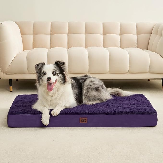 EHEYCIGA Orthopedic Dog Beds for Large Dogs with Removable Washable Cover for Crate, Purple, 35x23