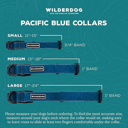 Wilderdog Waterproof Dog Collar - Repels Water & Dirt - Large 17"-24" - Pacific Blue