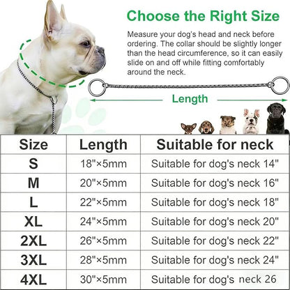 Dog P Snake Chain Chrome Plated Metal Dog Training Choke/Collar-Fully Guaranteed Against Rust Tarnish or Breakage-Recommended for Professional Training (Golden, 5mm * 18")