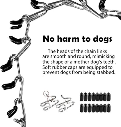 Dog Training Collar, Stainless Steel with Soft Rubber Cap, Adjustable with Quick Release Buckle (L)