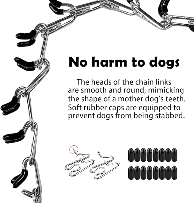 Dog Training Collar, Stainless Steel with Soft Rubber Cap, Adjustable with Quick Release Buckle (S)