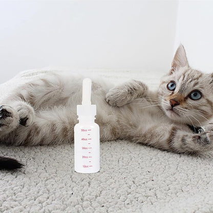 Luxshiny 3Pcs Small Portable Pet Nurser Bottles Scale Milk Feeding Bottles with Elastic Nipples for Kittens Puppies Newborn Animals Safe Odorless Material