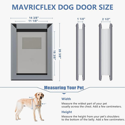 MAVRICFLEX Heavy Duty Dog Door with Double Sliding Lock Panels, Energy Efficient Doggie Door, Easy Installation, Two Magnetic Soft Flaps Doggy Door for Large Dogs Up to 100LBS, Large, Dark Gray
