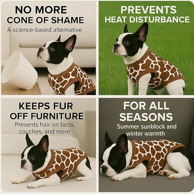 PetWarm Dog Recovery Suit After Surgery, Dog Surgery Suit, Protective Onesie for Male and Female Dogs, Spay Neuter Bodysuit for Sensitive Areas, Leopard Pattern, Brown, XS