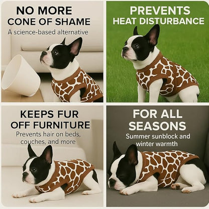 PetWarm Dog Recovery Suit After Surgery, Dog Surgery Suit, Protective Onesie for Male and Female Dogs, Spay Neuter Bodysuit for Sensitive Areas, Leopard Pattern, Brown, XS