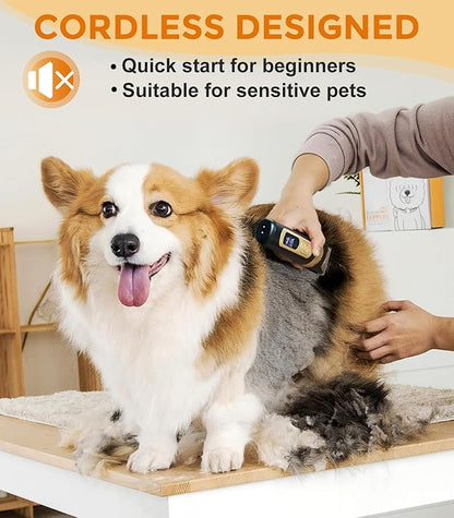 Petsaunter Dog Clippers for Grooming Kit, 4-Speed & LCD, Low Noise Electric Trimmer for Grooming, TypeC Rechargeable Dog Hair Clippers, Quiet for Dogs & Pets with Thick or Heavy Coats(C95 Set)