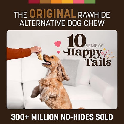 Earth Animal No Hide Chews - Long Lasting Rawhide Free Small Dog Chews Rolls, Venison - 6 Count