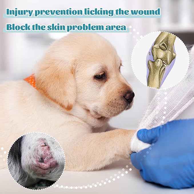 ROZKITCH Dog Leg Protector for Front Right Left Leg, Pet Prevent Licking Wound Elbow Knee Protector, Dog Recovery Suit Cone Collar Alternative for Sprain ACL CCL Arthritis Joint Care Zebra XXS
