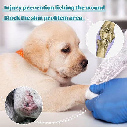 ROZKITCH Wound Sleeve for Dogs for Front Right Left Leg, Pet Prevent Licking Wound Elbow Knee Protector, Dog Recovery Suit Cone Collar Alternative for Sprain ACL CCL Arthritis Joint Care Zebra S