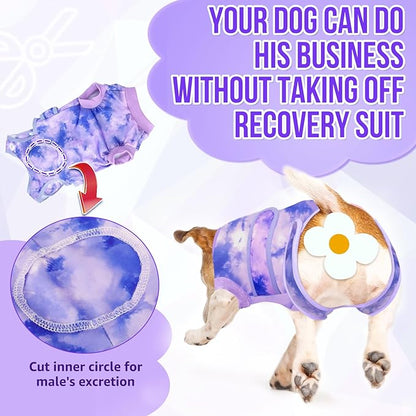 Lukovee Recovery Suit for Dogs, Zipper On Recovery Suit for Female Male Dog, Onesie Abdominal Wounds Cone E-Collar Alternative Prevent Licking Spay Recovery Suit (XL, 2TPU)