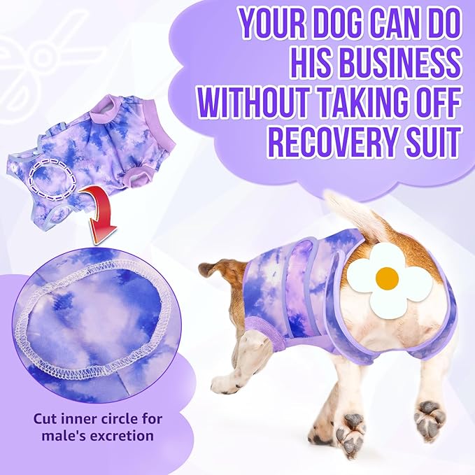 Lukovee Recovery Suit for Dogs, Zipper On Recovery Suit for Female Male Dog, Onesie Abdominal Wounds Cone E-Collar Alternative Prevent Licking Spay Recovery Suit (TPU,XS)