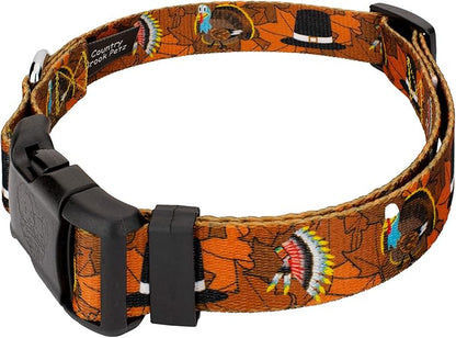 Country Brook Petz - Thanksgiving Tradition Everyday Dog Collar and Leash - Awesome Autumn Collection Featuring Designs You'll Fall for (1/2 Inch, Extra Small)