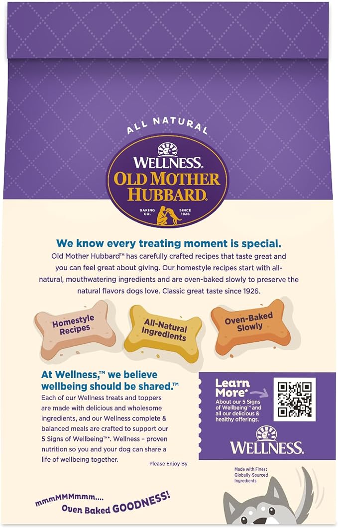 Wellness Old Mother Hubbard Classic Original Mix Dog Biscuits, Natural Training Treats, 4 Flavors, Small Size, 3.8 lb Bag