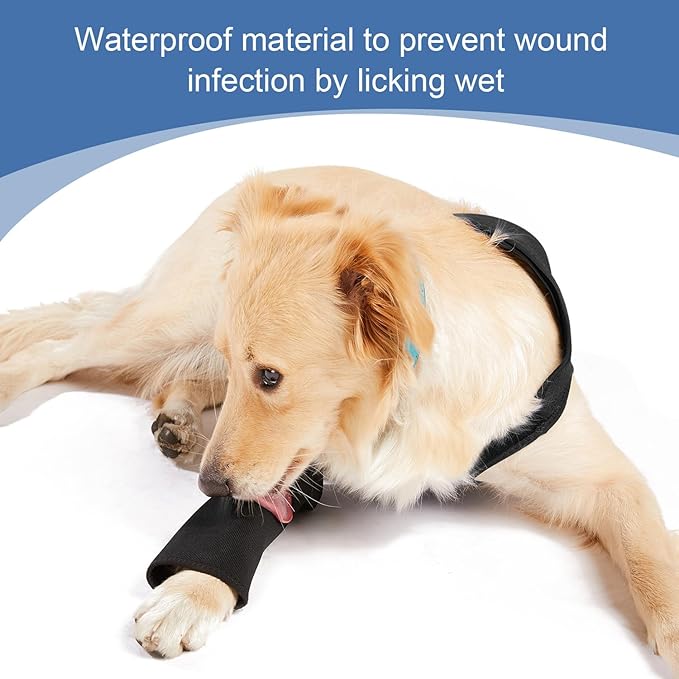 Coodeo Dog Recovery Suit, Cone Collar Alternative, Abrasion Resistant Dog Recovery Sleeve, Washable 2.5mm Thick and Waterproof, Pet Wounds Prevent Licking, Bite, Keep Dry (Black, L)