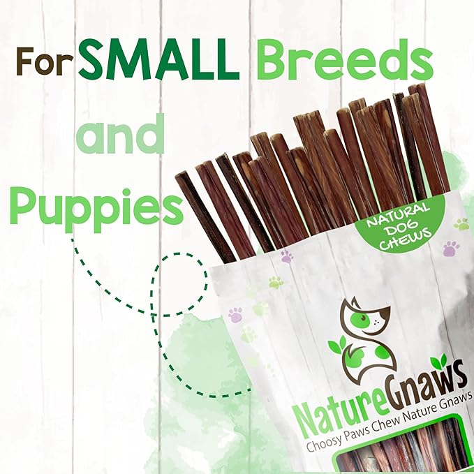 Nature Gnaws Super Skinny Bully Sticks for Small Dogs 5-6" (40 Count) - Long Lasting for Light Chewers and Puppies - Extra Thin Natural Beef Dog Chew Treats