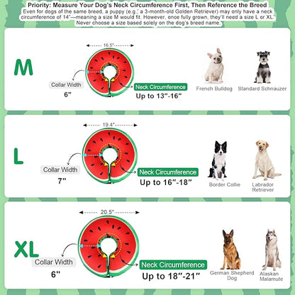 BEAUTYZOO Inflatable Dog Cone Collar to Stop Licking for Large Medium Small Dogs,Soft Dog Cone Alternative After Surgery,Comfortable Pet Recovery Collar&Cone Elizabethan Dog Neck Donut,Watermelon XL