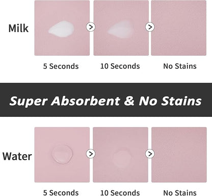 HotLive Dog Food Mat - Absorbent Cat Mat for Food and Water, No Stains Pet Feeding Bowl Mat, Easy to Clean Pet Placemats, Quick Dry Dog Water Dispenser Mat for Messy Drinkers | Paw Pink 18"x28"