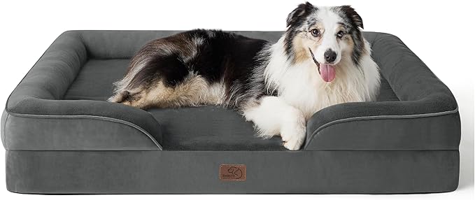 Bedsure Orthopedic Dog Bed for Extra Large Dogs - XL Washable Dog Sofa Bed Large, Supportive Foam Pet Couch Bed with Removable Washable Cover, Waterproof Lining and Nonskid Bottom, Dark Grey