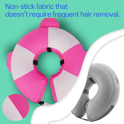 MIGOHI Recovery Collar for Dogs - Inflatable Soft Pillow Cone Alternative, Donut Neck Cone for Wound Licking &Scratching,Adjustable Comfy for Medium Large Dogs Neuter Recovery (X-Large, Rosepink)