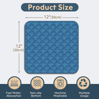 FunFurry Washable Guinea Pig Cage Liner - 4 Pack Reusable Washable Pee Pads，Waterproof Guinea Pig Bedding for Small Animal - Rabbit Bunny Hamster Puppy (Blue, 12" X 12" - 4 Pack)