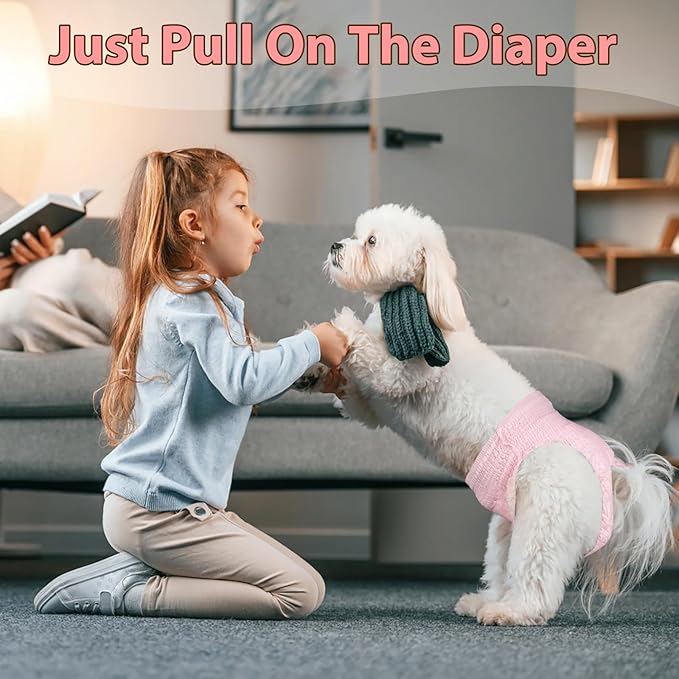 Ambreview Disposable Dog Diapers Female, Just Pull It Up, Doggie Diapers for Female Dogs, Strong Absorbency | Leak Proof, for Dogs in Heat | Elderly | Disabled, XL 30 PCS