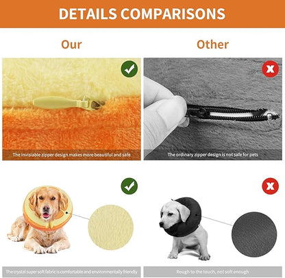 IEUUMLER Inflatable Recovery Dog Collar, Protective Donut Cone, Adjustable Soft Collar for Dog and Cat After Surgery Prevent from Biting & Scratching EU002 - Orange L+