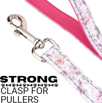 EcoBark Dog Leash - Soft & Reflective Comfort Leash with Padded Handle - Safe, Strong, & Durable for Small, Medium or Large Dogs (Floral)