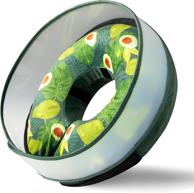 Inflatable Dog Cone, Soft Dog Cone Collar After Surgery for Alternative with Enhanced Anti-Licking Guard Shield Adjustable Detachable, Elizabethan Collar (S, Avocado)