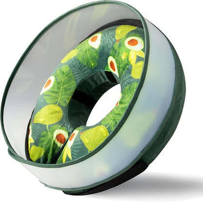 Inflatable Dog Cone, Soft Dog Cone Collar After Surgery for Alternative with Enhanced Anti-Licking Guard Shield Adjustable Detachable, Elizabethan Collar (S, Avocado)
