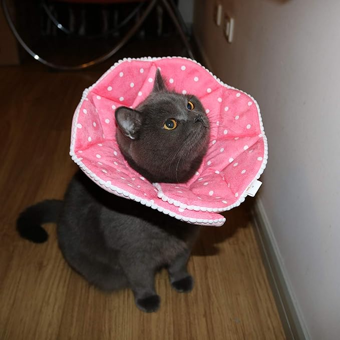 Adjustable Dog Cat Cone,Soft Recovery Cat Cone Collar,Dog Protective Collar for Cats Surgery,Pink,Small,Medium (Pink, Medium)