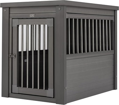 New Age Pet ECOFLEX InnPlace Dog Crate & End Table, Indoor Furniture Style Pet Kennel for Small, Medium, Large & XL Dogs, Durable Composite, Grey, Medium