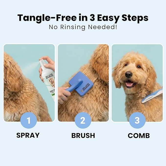 We Love Doodles Dog Detangler Spray - Leave-in Conditioner for Dogs - Dog Detangling Spray - Dematting Spray for Dogs - Tangle Remover - Made in The USA (Hypoallergenic Unscented)